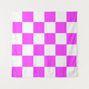 Checkered pattern tile background. White and Pinka Tapestry