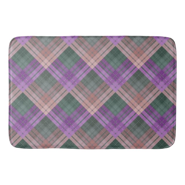 Checkered pattern with zig zag coloring bath mat (Front)