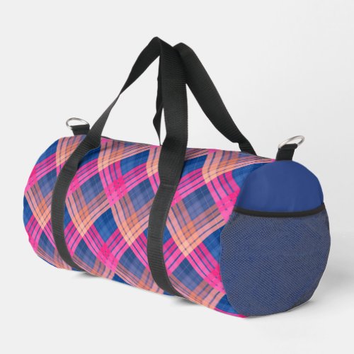 Checkered pattern with zig zag coloring duffle bag