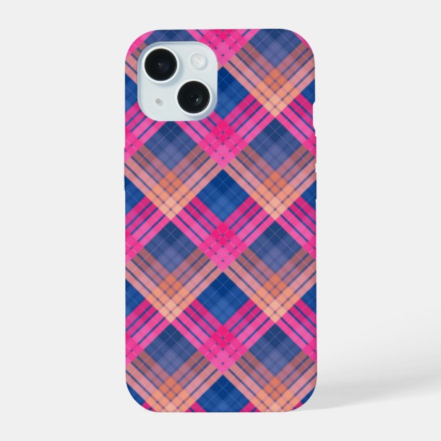 Checkered pattern with zig zag coloring iphone case (Back)