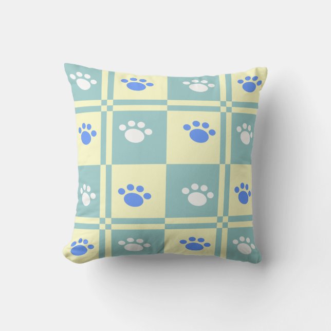 Checkered Paw Pillow (Front)
