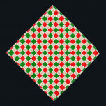 Checkered Paw Prints Green Red Christmas Pet Bandana<br><div class="desc">This festive bandana for pets features a cute faux gold glitter paw print pattern on a red and green checkered pattern.</div>