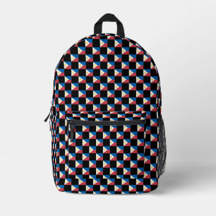 Checkered Philippines Flag Pattern Printed Backpack