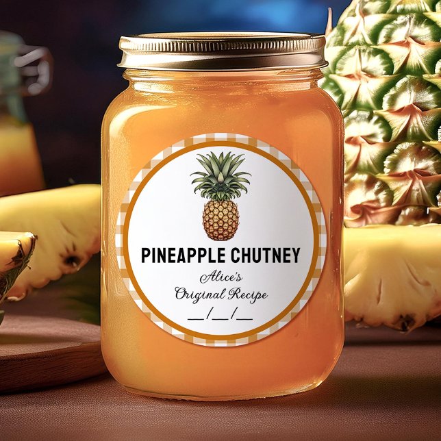 Checkered pineapple chutney canning label (Creator Uploaded)