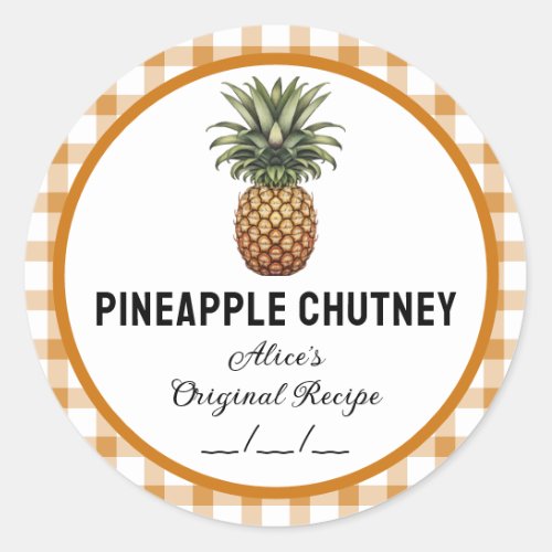 Checkered pineapple chutney canning label