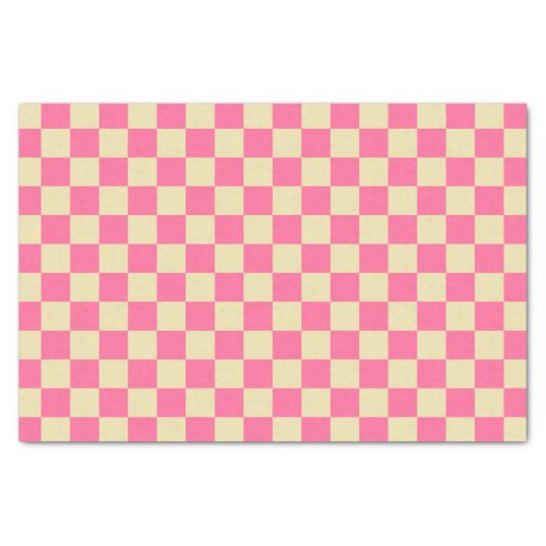 Checkered Pink and Beige Tissue Paper