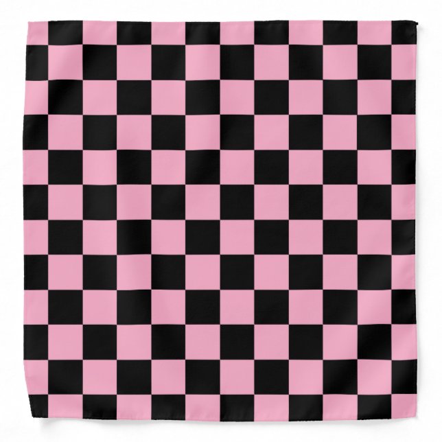 Checkered Pink and Black Bandana (Front)
