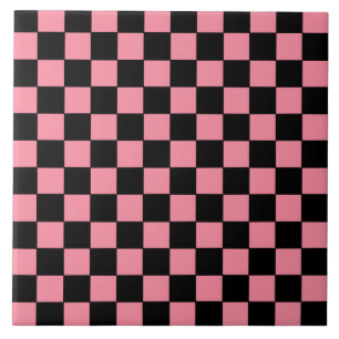 Checkered Pink and Black Ceramic Tile