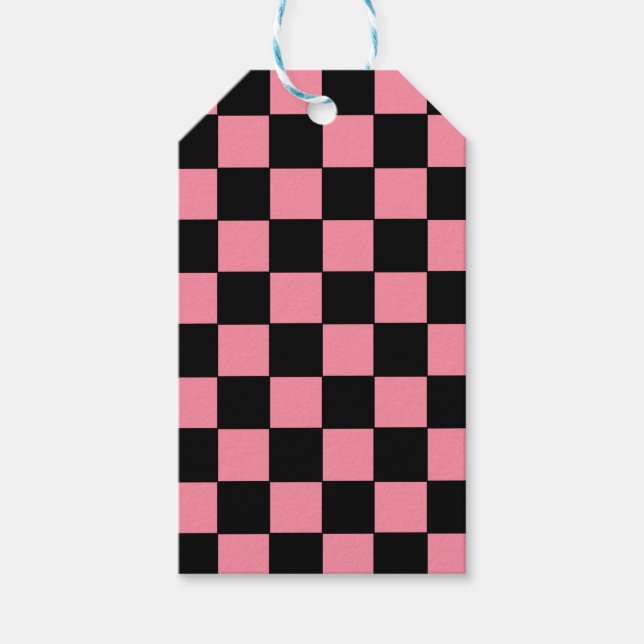 Checkered Pink and Black  Gift Tags (Front)