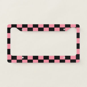 Checkered Pink and Black License Plate Frame