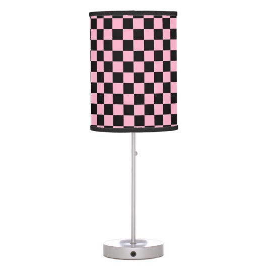 Checkered Pink and Black Table Lamp (Back)