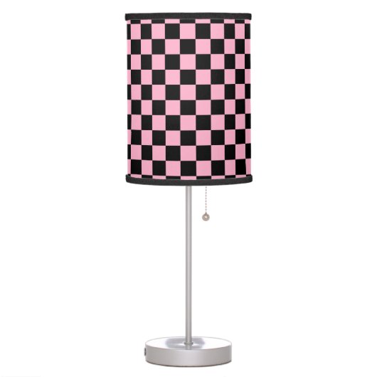 Checkered Pink and Black Table Lamp (Left)