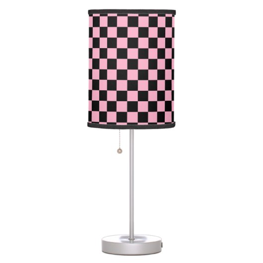 Checkered Pink and Black Table Lamp (Right)