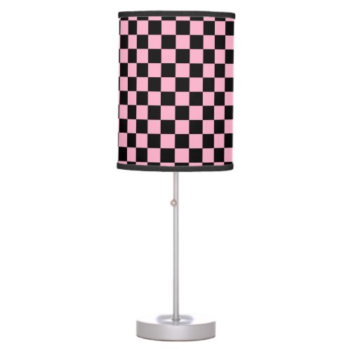 Checkered Pink and Black Table Lamp