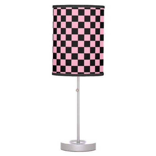Checkered Pink and Black Table Lamp (Front)