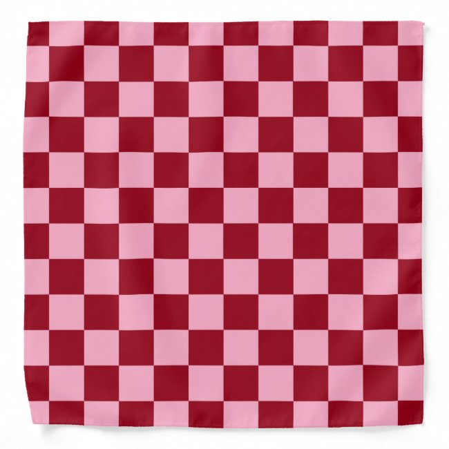 Checkered Pink and Burgundy Bandana