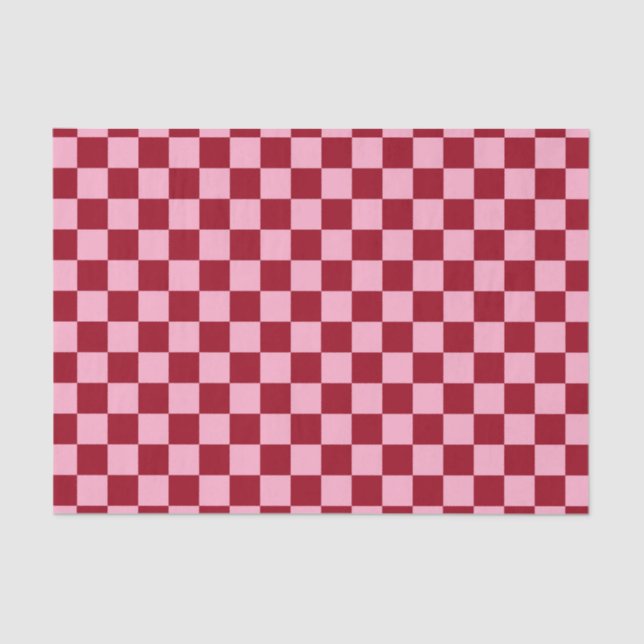 Checkered Pink and Burgundy Tissue Paper (Front)