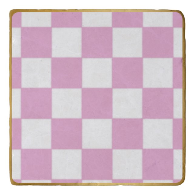 Checkered Pink and Gold Trivet (Front)