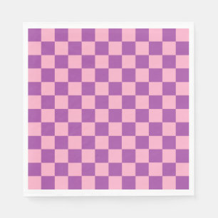 Checkered Pink and Purple Paper Napkins