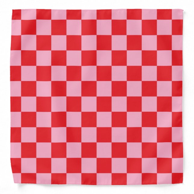 Checkered Pink and Red Bandana (Front)