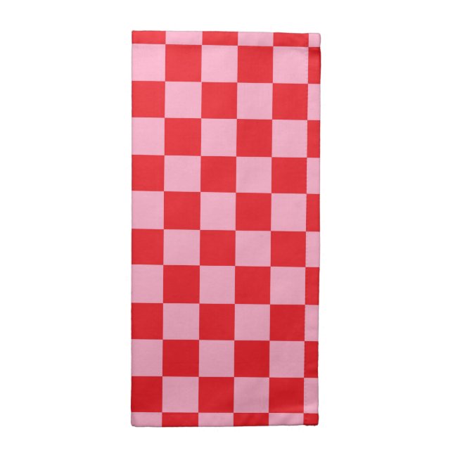 Checkered Pink and Red Cloth Napkin (Half Fold)