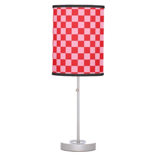 Checkered Pink and Red Table Lamp