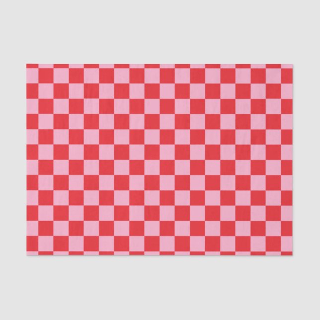 Checkered Pink and Red Tissue Paper (Front)