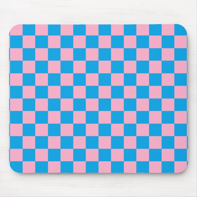 Checkered Pink and Turquoise Mouse Pad (Front)