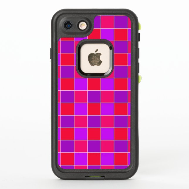 checkered Pink and violet LifeProof iPhone Case (Back)