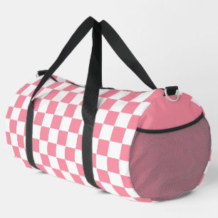Checkered pink and White Duffle Bag