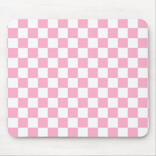 Checkered Pink and White Mouse Pad
