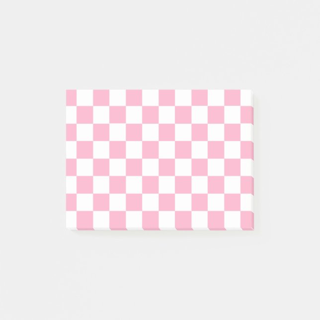Checkered Pink and White Post-it Notes (Front)