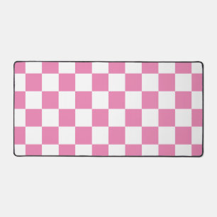 Checkered Pink and White Retro Desk Mat