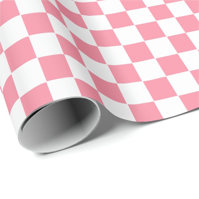 Checkered pink and White  Wrapping Paper (Roll Corner)
