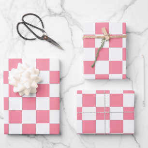 Checkered pink and White  Wrapping Paper Sheets