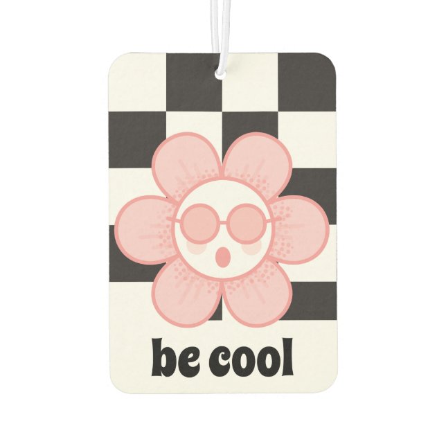 Checkered Pink Daisy Air Freshener (Back)