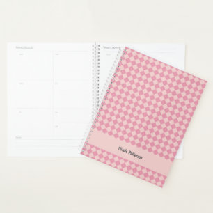 Checkered Pink Pattern with Name Planner