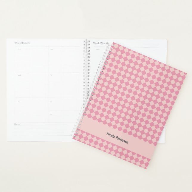 Checkered Pink Pattern with Name Planner (Display)