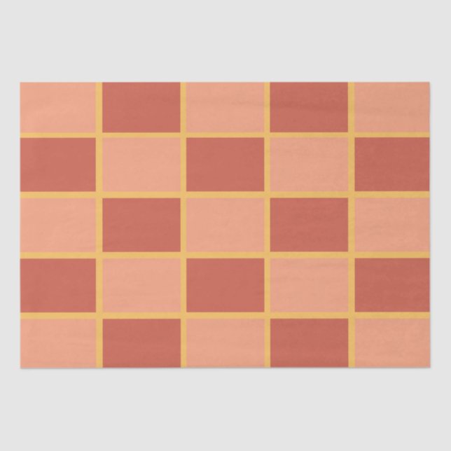 Checkered Pink Red Checkered Square Pattern Tissue Paper (Front)