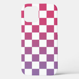 Checkered Pink to Purple Ombré Pattern iPhone 12 Case