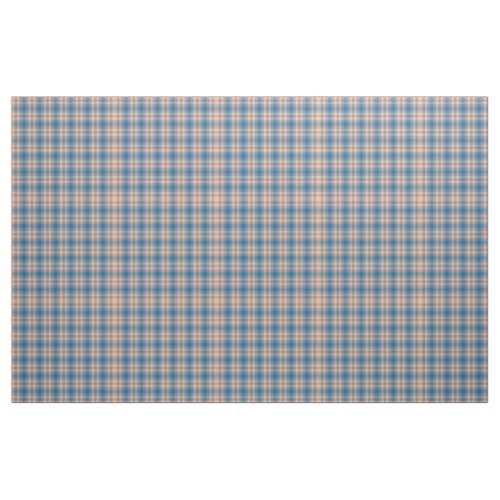 Checkered Plaid Beige Blue Gray And Peach Fabric