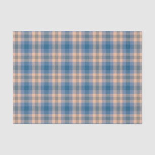 Checkered Plaid Beige Blue Gray And Peach Tissue Paper
