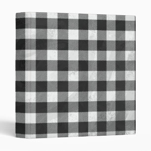 Checkered Plaid Black And White 3 Ring Binder