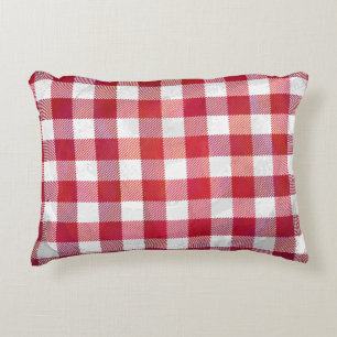 Checkered Plaid Black And White Accent Pillow