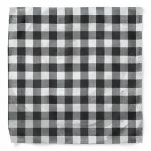 Checkered Plaid Black And White Bandana