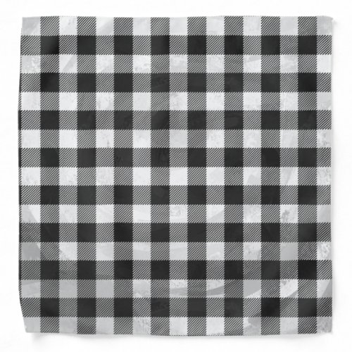 Checkered Plaid Black And White Bandana