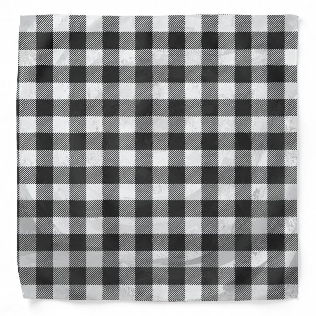 Checkered Plaid Black And White Bandana (Front)