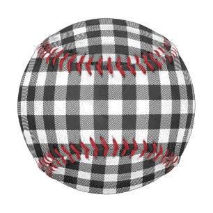 Checkered Plaid Black And White Baseball
