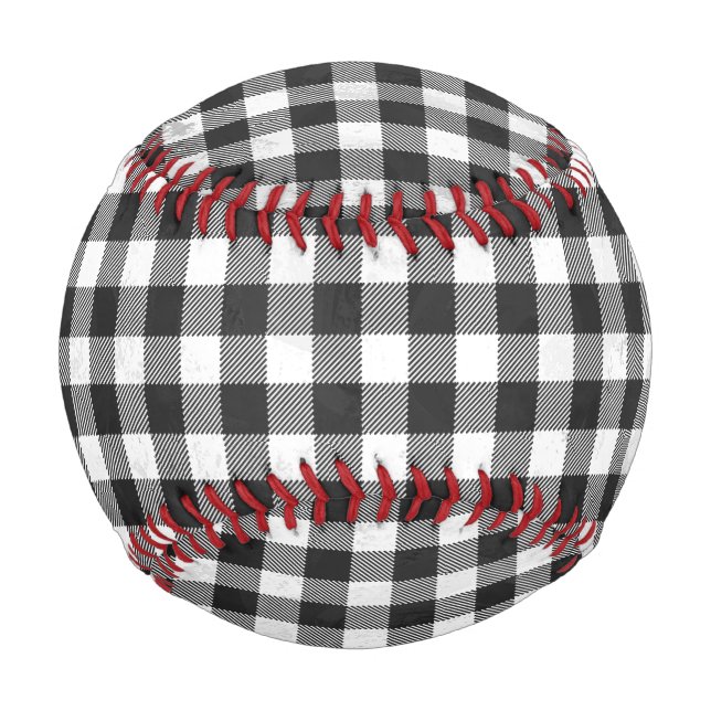 Checkered Plaid Black And White Baseball (Back)