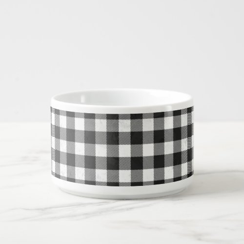Checkered Plaid Black And White Bowl